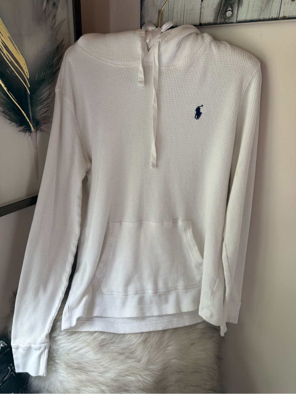 Polo Ralph Lauren Waffle-knit Cotton Hoodie-White $89 MSRP - Picture 8 of 13